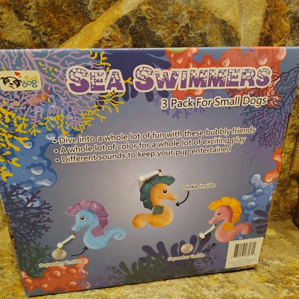 Think Dog Sea Swimmers Dog Toy 3 Pack For Small Dogs NIB NWT